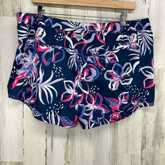 Columbia PFG Tamiami Navy Pink Floral Quick Dry Active Shorts Womens XXL - Picture 5 of 10